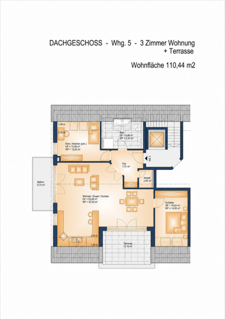 Grundriss exklusive Dachgeschosswohnung Gilching